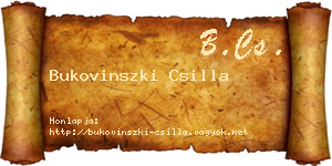 Bukovinszki Csilla névjegykártya